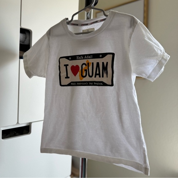 Kids White I Love Guam Graphic T-Shirt - Picture 2 of 4